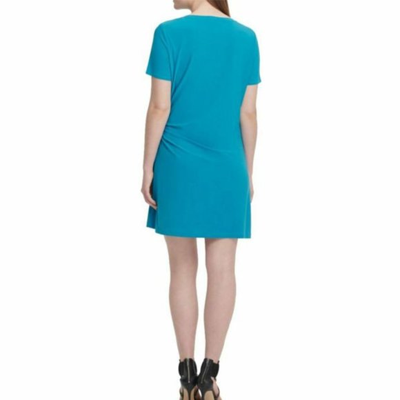 DKNY Blue Knot-Front Shift Dress - Picture 2 of 10